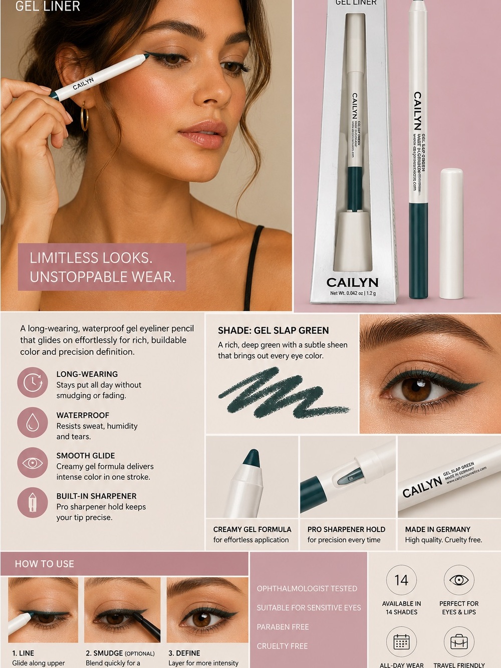 Caylin Icone Gel Liner Pencil — Gel Slap Green